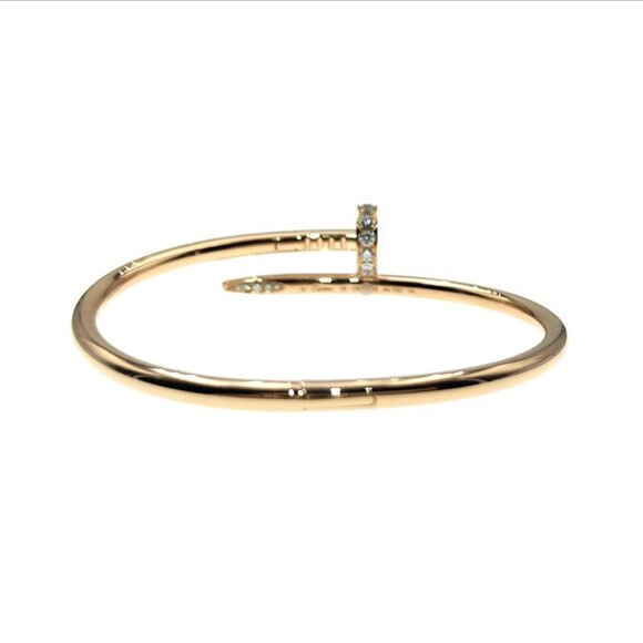 Cartier Juste un Clou Bracelet 18K Rose Gold with Diamonds Size 16 - Picture 6 of 14